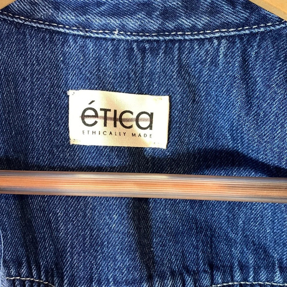 Etica size small zip front zeta denim jumpsuit carpenter cimarron color blue - Picture 6 of 15